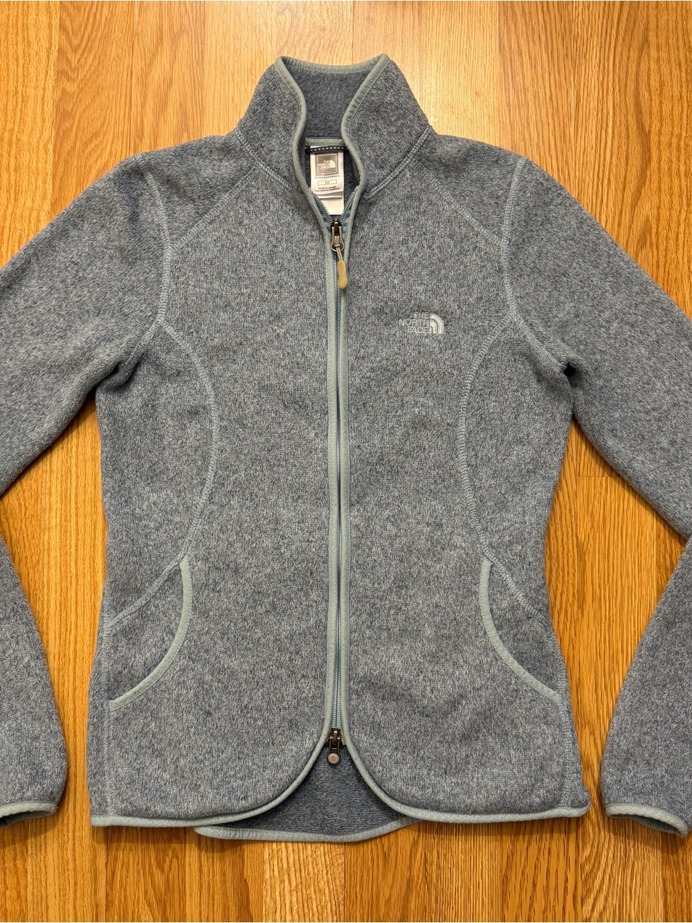 The North Face Women's Grey Fleece Jacket Full-Zipped Long Sleeve Size Small